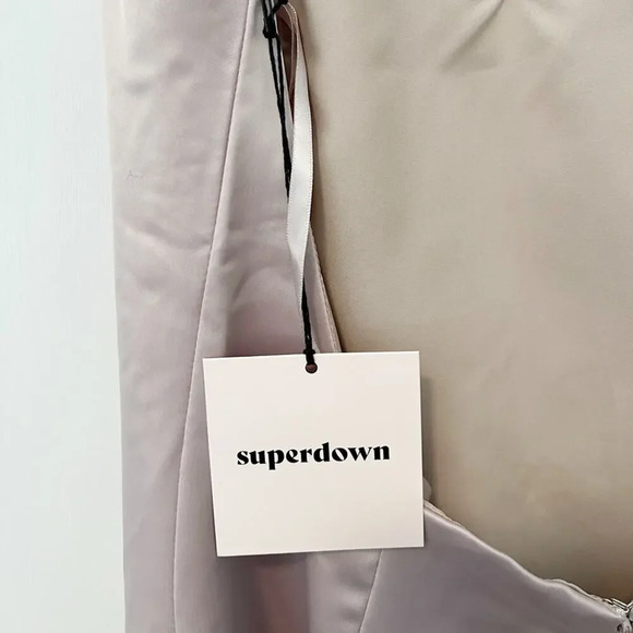 NWT SUPERDOWN Nicole Mini Dress in Nude Satin Champagne - Picture 6 of 10